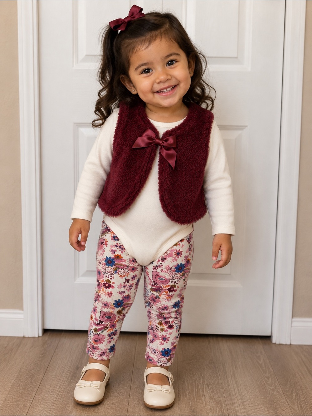 chick pea Burgundy Faux-Fur Bow Hair Clip